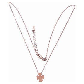Amen necklace with small angel in 925 sterling silver finished in rosè