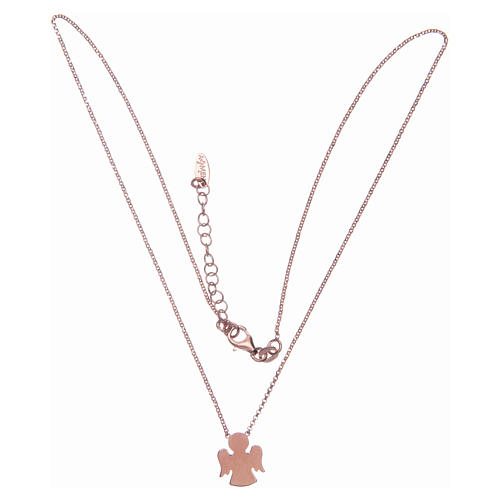 Amen necklace with small angel in 925 sterling silver finished in rosè 2