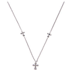 Amen necklace in 925 sterling silver finished in rhodium with crosses