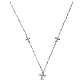 Amen necklace in 925 sterling silver finished in rhodium with crosses