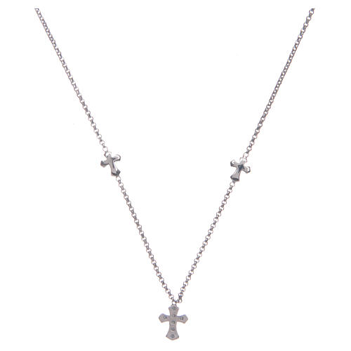 Amen necklace in 925 sterling silver finished in rhodium with crosses 2