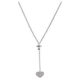 Kette AMEN Silber 925 Kreuz und Herz mit Zirkonen