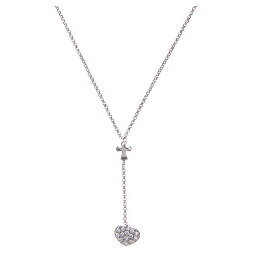 Amen necklace in silver with heart and cross 1