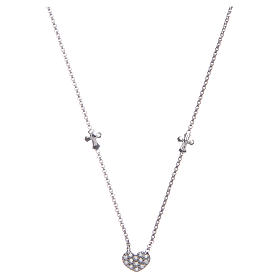Amen necklace with heart and crosses in 925 sterling silver