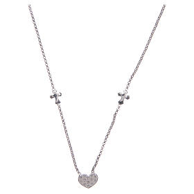 Amen necklace with heart and crosses in 925 sterling silver