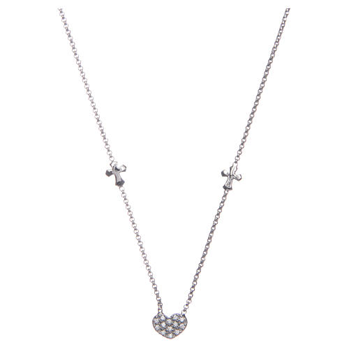 Collier Amen coeur et petites croix argent 925 1