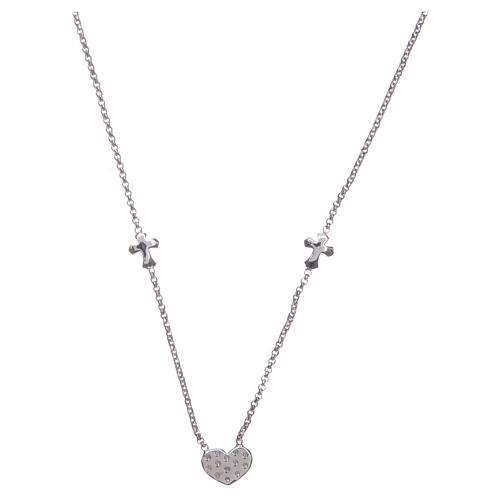 Collier Amen coeur et petites croix argent 925 2