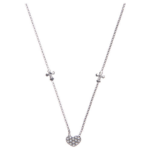 Amen necklace with heart and crosses in 925 sterling silver 1