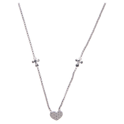 Amen necklace with heart and crosses in 925 sterling silver 2