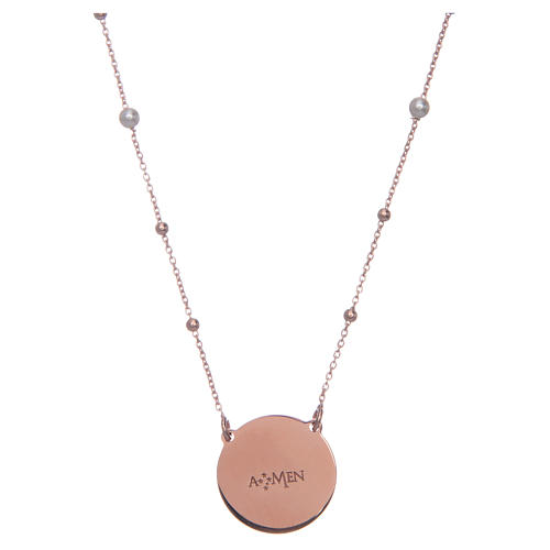 Amen necklace with mother of pearl cross in rosè silver 2