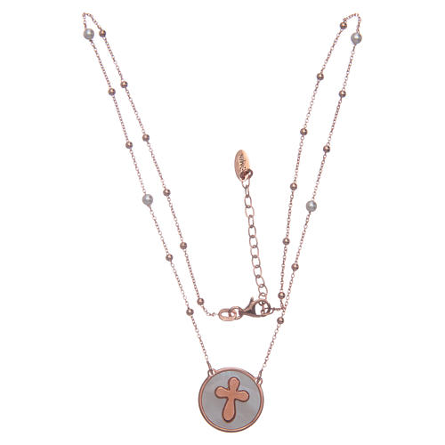 Amen necklace with mother of pearl cross in rosè silver 3
