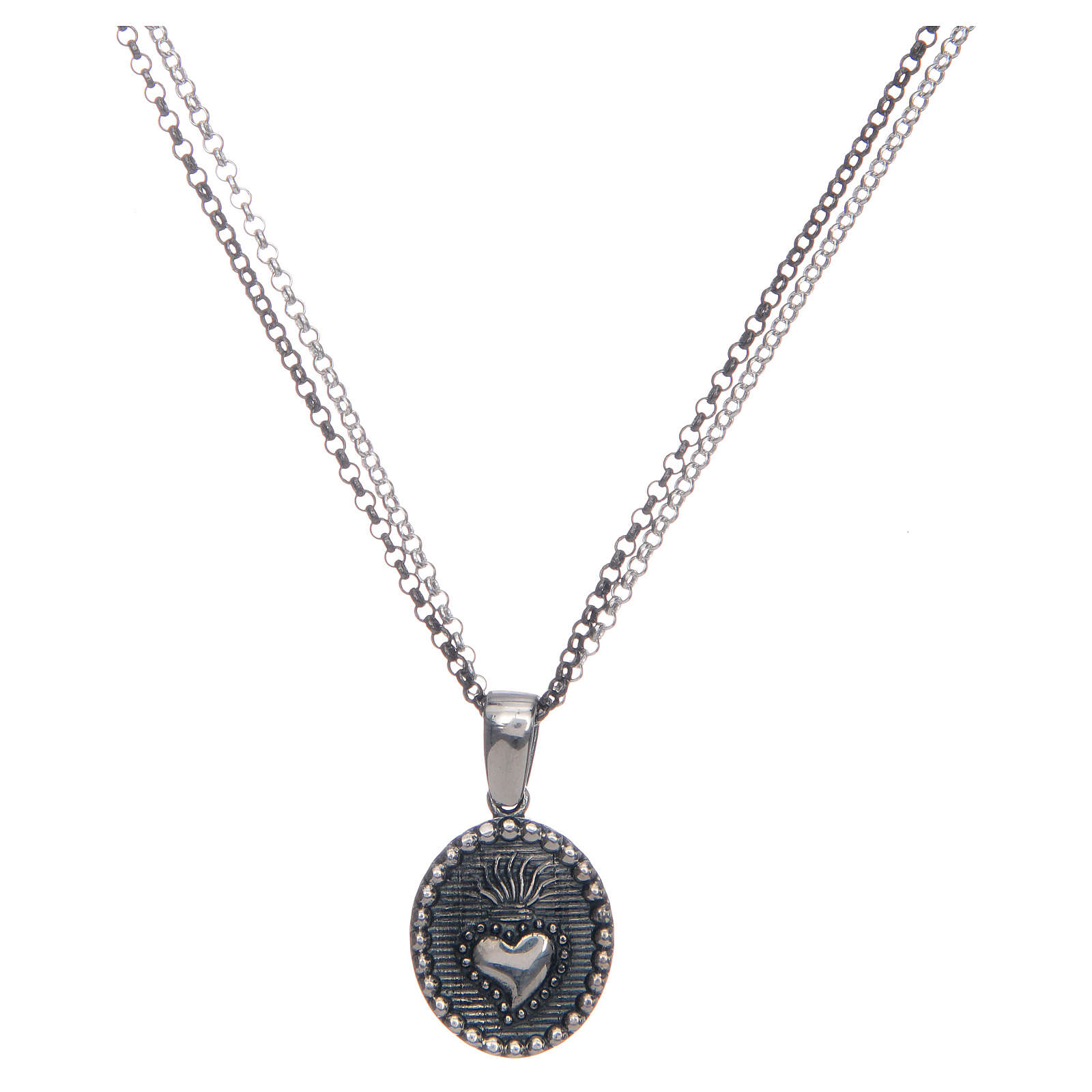 Amen necklace with Sacred Heart pendant in silver | online sales on ...