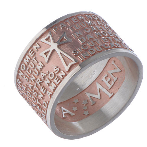 Ring AMEN Vater Unser Latein rosa Silber 925 1