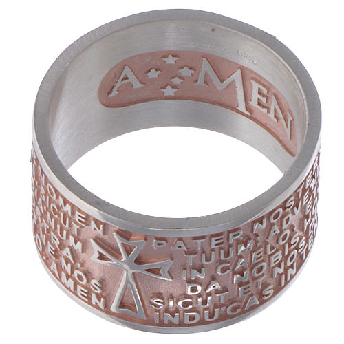 Ring AMEN Vater Unser Latein rosa Silber 925 2