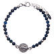 Saint Benedict medal bracelet with blue agate beads s1