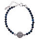 Saint Benedict medal bracelet with blue agate beads s2