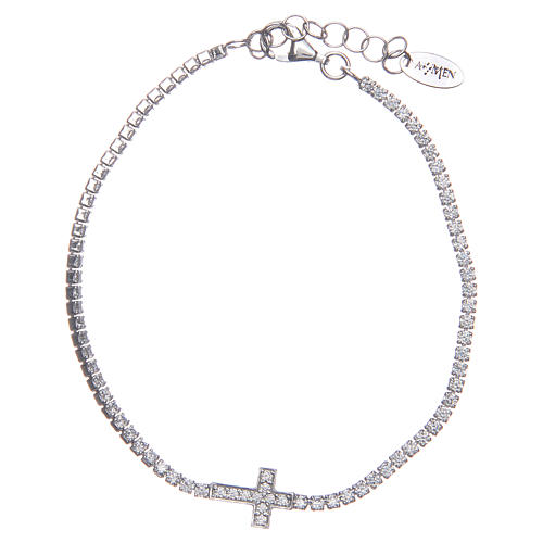 Tennis bracelet with cross of zircons, Amen 1