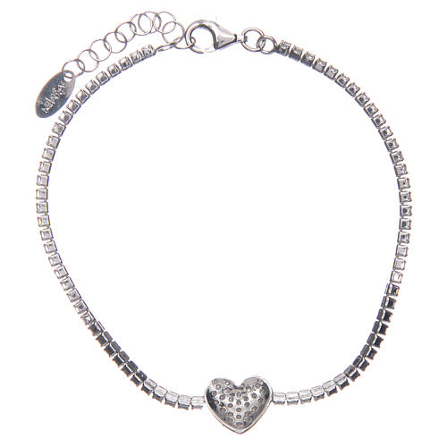 Tennis bracelet with heart of zircons, Amen 2