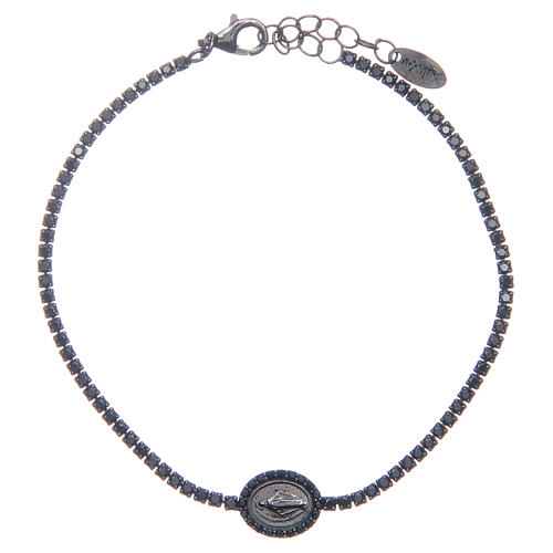 Tennis "Wundertätige Madonna" Amen-Armband mit schwarzen Zirkonen 1