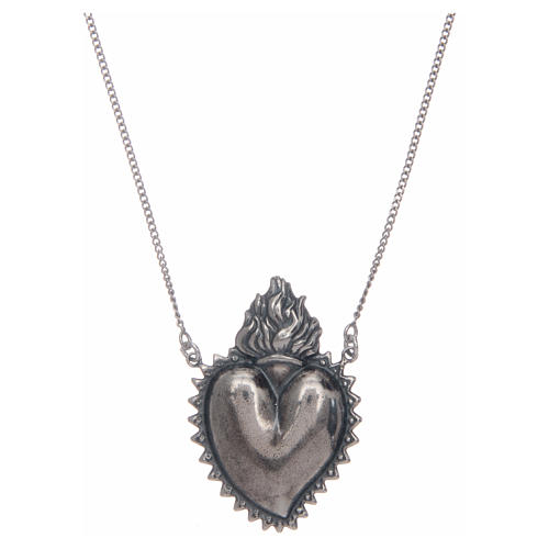 Silver votive heart chain choker, 2cm 1