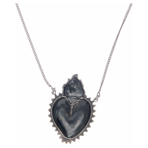 Silver votive heart chain choker, 2cm 2