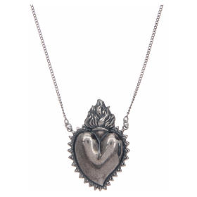 Silver votive heart chain choker, 2cm