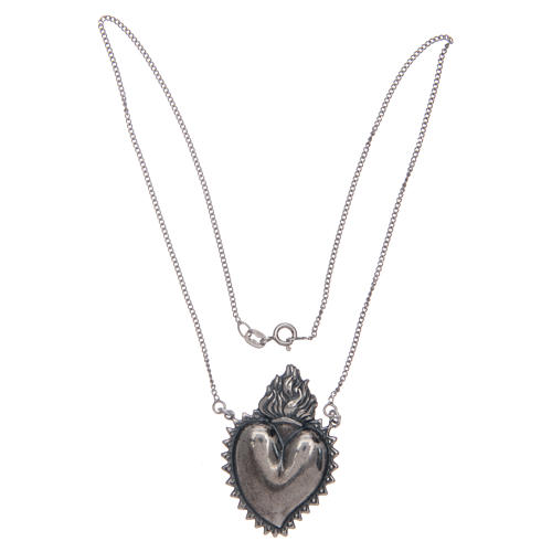 Silver votive heart chain choker, 2cm 3