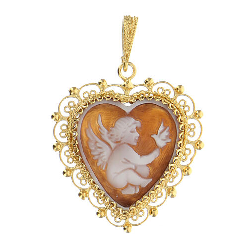 Silver feligree Cameo pendant with angel 1