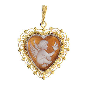Pendentif filigrane argent 925 ange avec camée