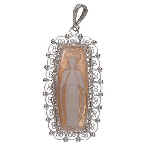 Silver feligree Cameo pendant with Our Lady 1