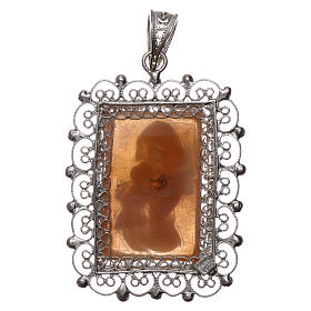 Silver feligree Cameo pendant Our Lady and Baby Jesus