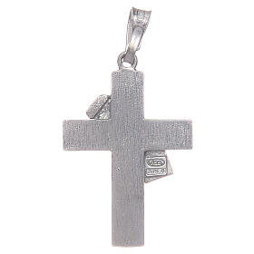 Deacon cross pendant in 925 silver and green enamel