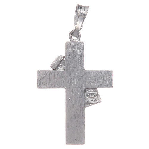 Deacon cross pendant in 925 silver and green enamel 2