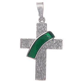 Krzyż diakoński srebro 925 emalia zielona