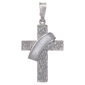 Croce diaconale argento 925 smalto bianco