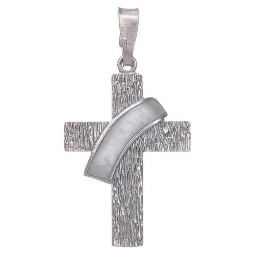 Croce diaconale argento 925 smalto bianco 1