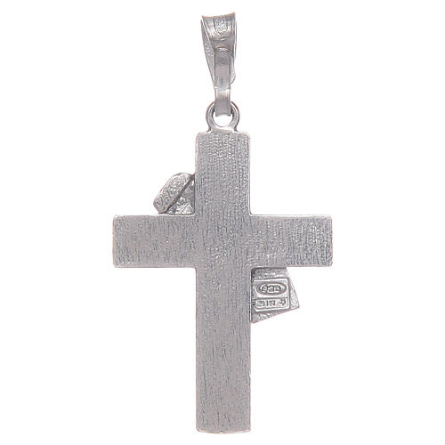 Deacon cross pendant in 925 silver and white enamel 2