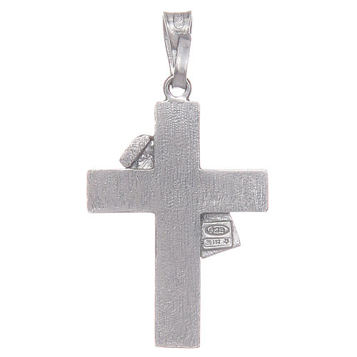 Deacon cross pendant in 925 silver and red enamel 2