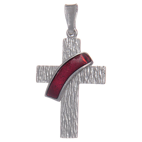 Croix diaconale argent 925 émail rouge 1