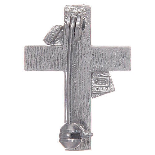Brosche Diakon Kreuz mit grünen Emaillack Silber 925 2