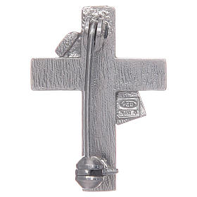 Broche cruz diaconal prata 925 esmalte verde