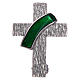 Broche cruz diaconal prata 925 esmalte verde s1