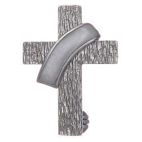 Brosche Diakon Kreuz mit weissen Emaillack Silber 925