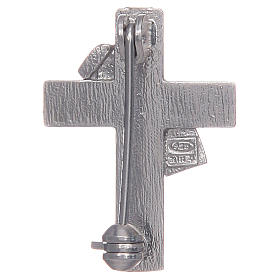 Brosche Diakon Kreuz mit weissen Emaillack Silber 925