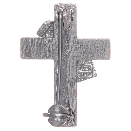 Brosche Diakon Kreuz mit weissen Emaillack Silber 925 2