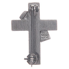 Brosche Diakon Kreuz mit roten Emaillack Silber 925