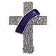 Broche cruz diaconal plata 925 esmalte morado s1