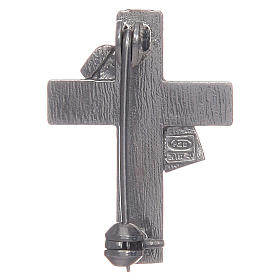 Broche cruz diaconal prata 925 esmalte roxo