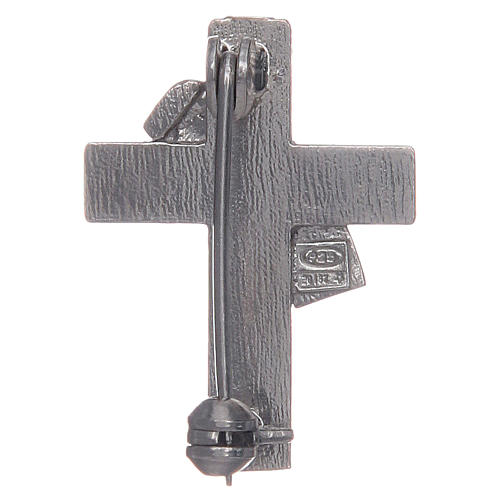 Broche cruz diaconal prata 925 esmalte roxo 2