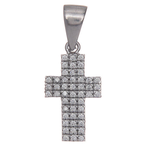 Croce argento 925 argentato con zirconi 1